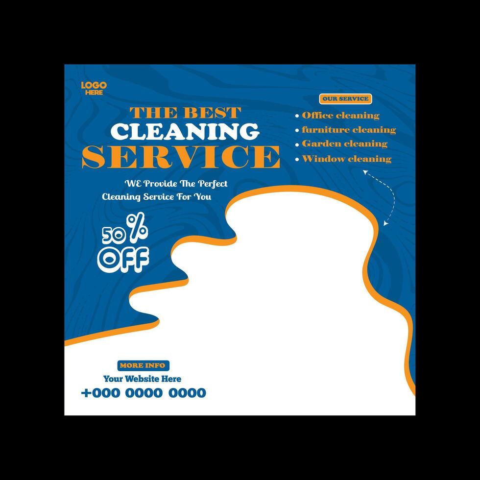 Reliable Cleaning service banner design and square social media post template vector