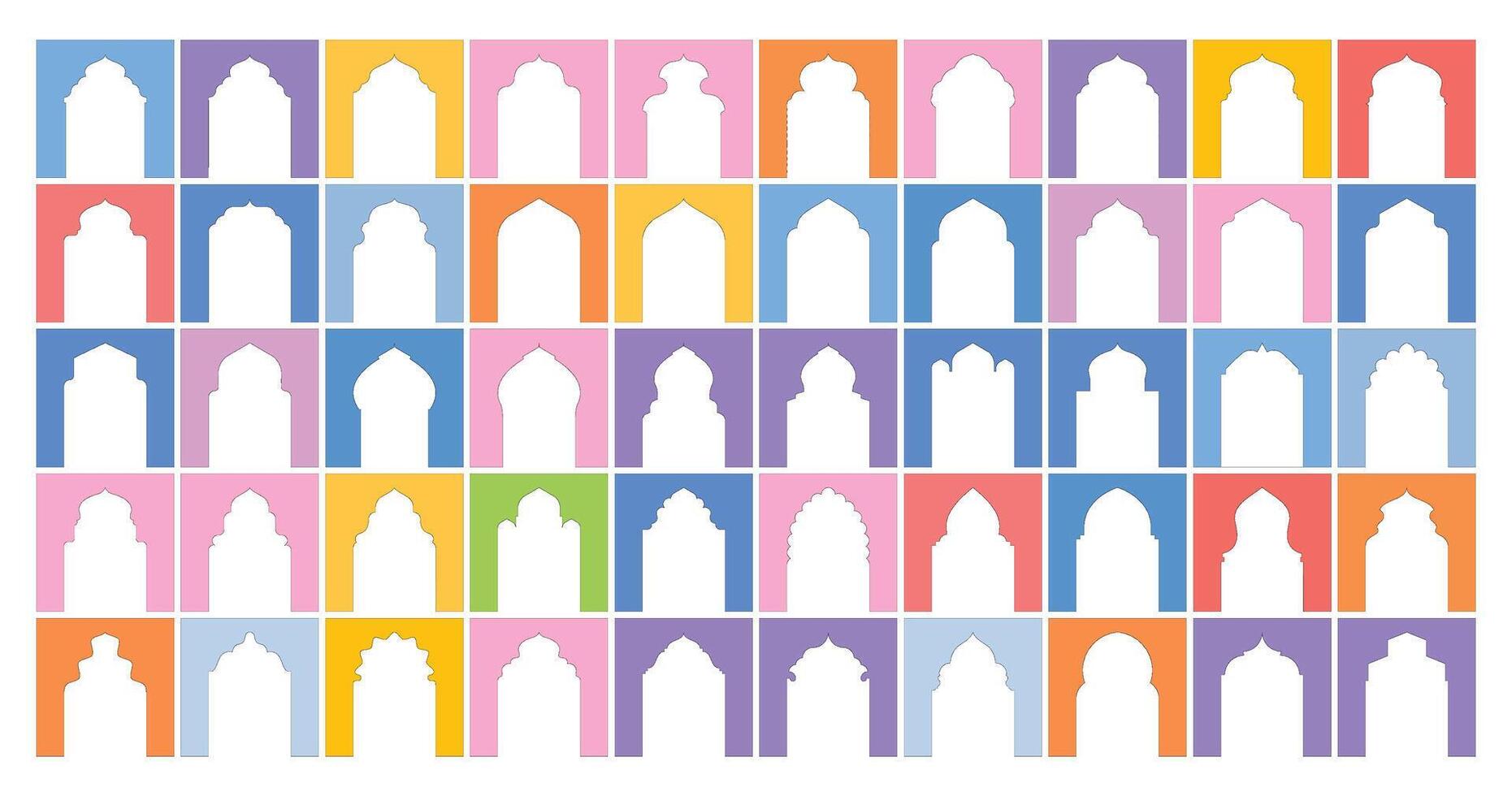 Islamic Arch Design Glyph Inverted colerful Filled silhouettes Design pictogram symbol visual illustration vector