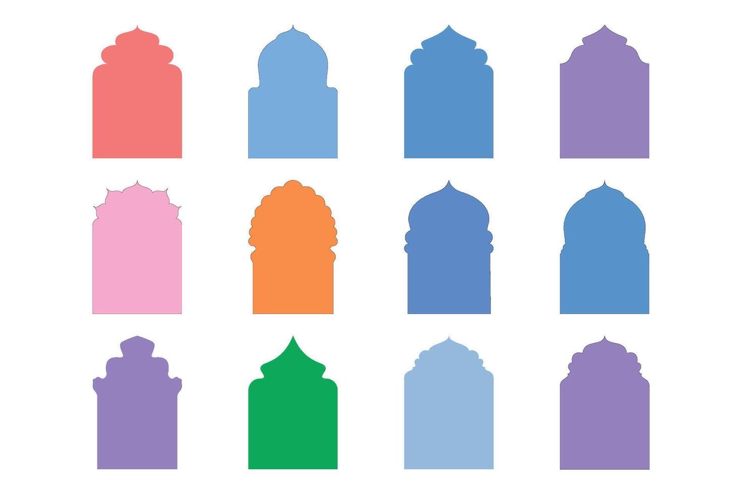 Islamic Arch Design Glyph silhouettes Design pictogram symbol visual illustration Colerful vector