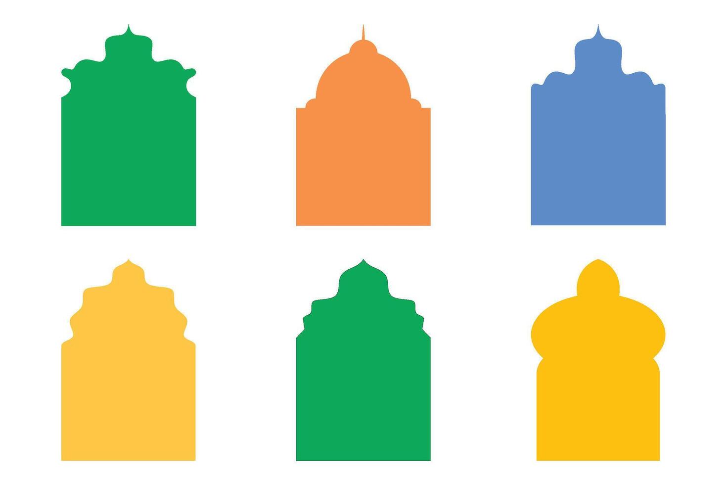 Islamic Arch Design Glyph silhouettes Design pictogram symbol visual illustration Colerful vector