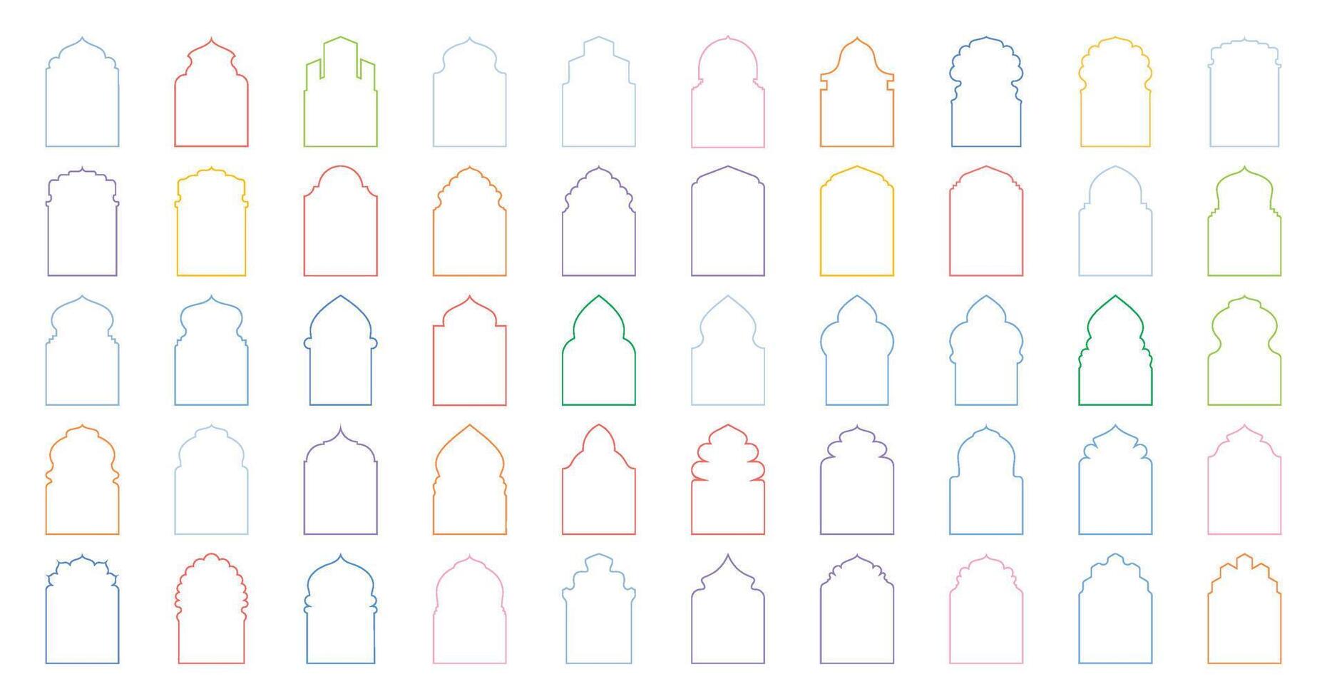 Islamic Arch Design Thin Line silhouettes Design pictogram symbol visual illustration colerful vector