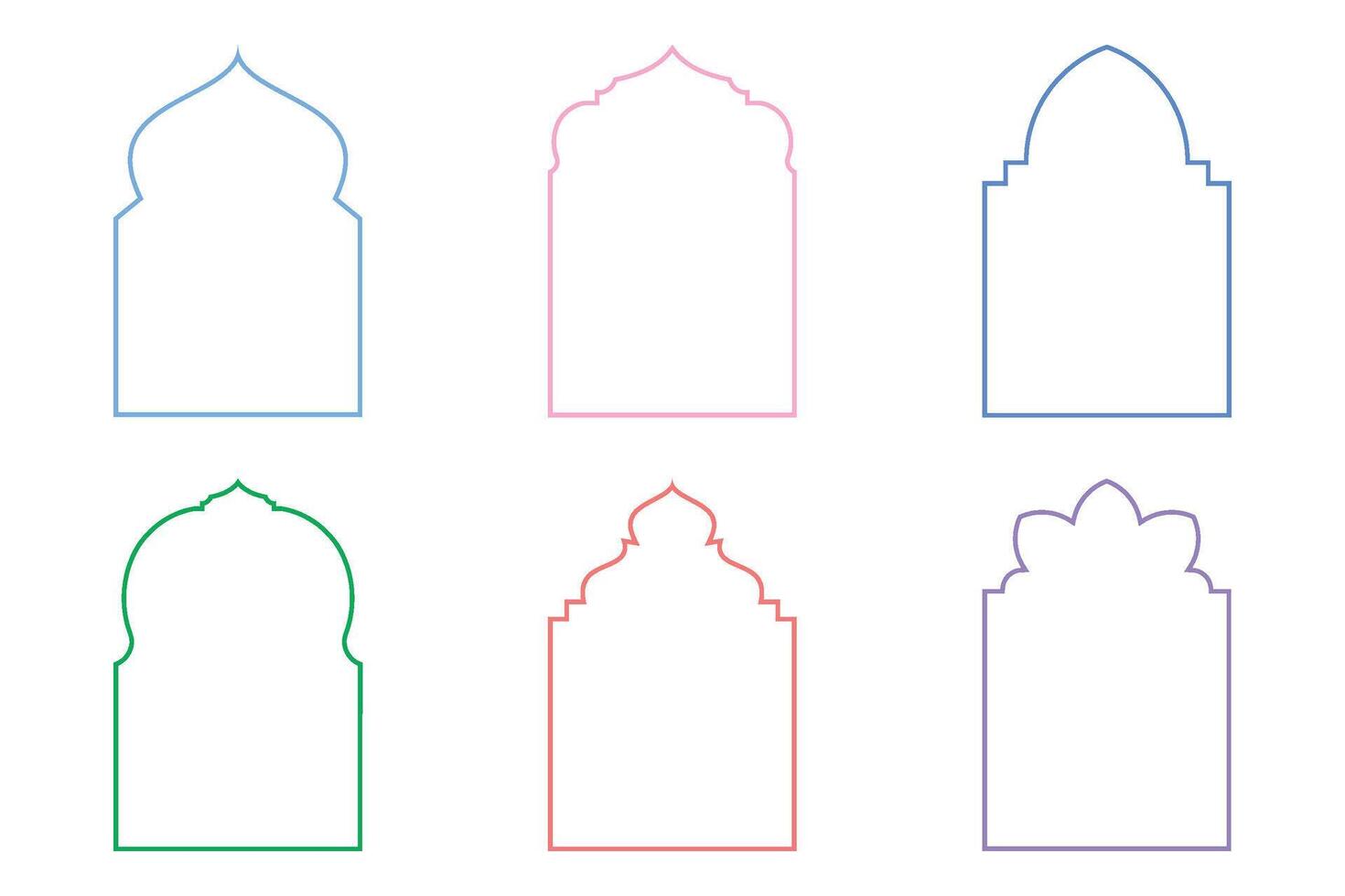 Islamic Arch Design Thin Line silhouettes Design pictogram symbol visual illustration colerful vector