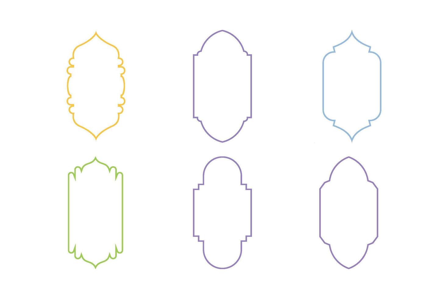 Islamic Vertical Frame Design Thin Line silhouettes Design pictogram symbol visual illustration Colerful vector