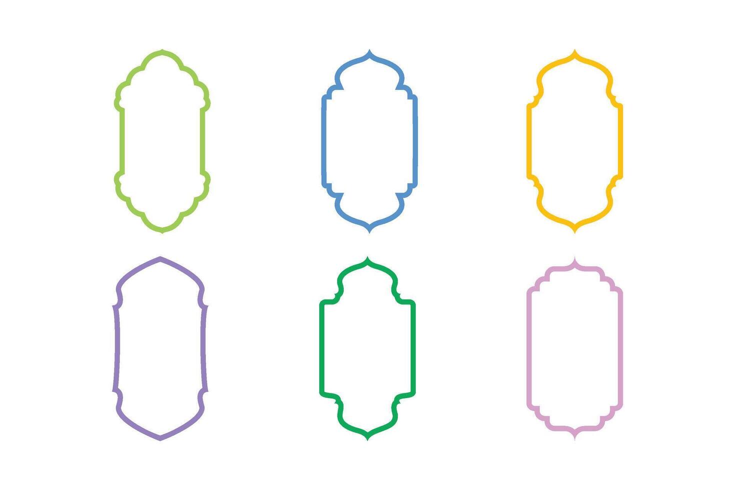 Islamic Vertical Frame Design Thin Line silhouettes Design pictogram symbol visual illustration Colerful vector