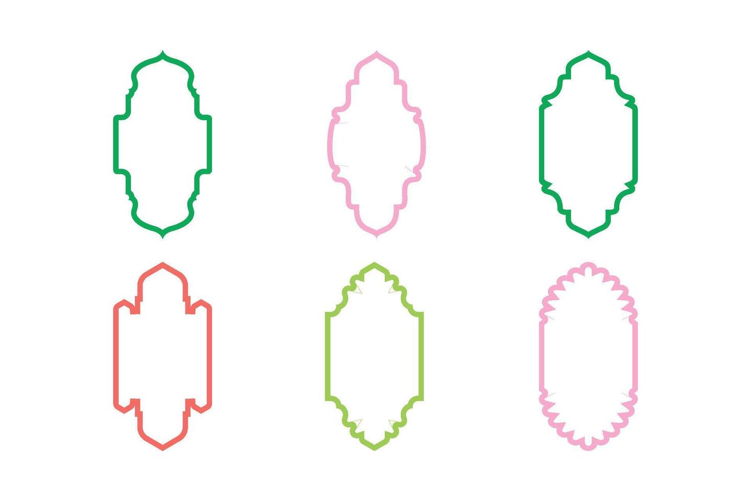 Islamic Vertical Frame Design Thin Line silhouettes Design pictogram symbol visual illustration Colerful vector