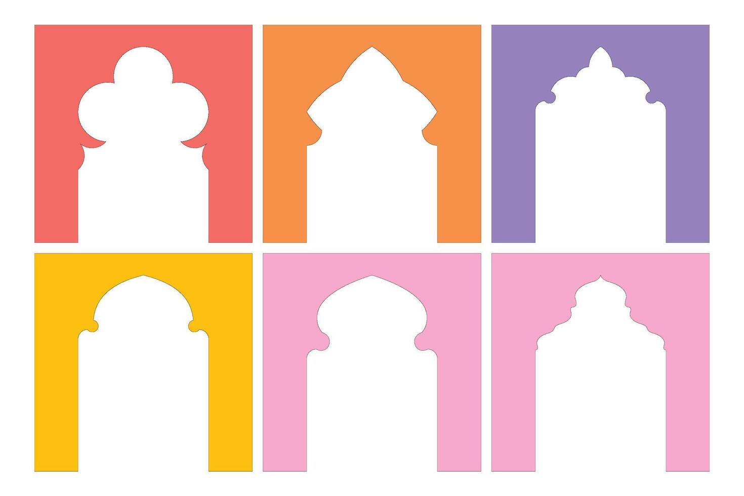 Islamic Arch Design Glyph Inverted colerful Filled silhouettes Design pictogram symbol visual illustration vector