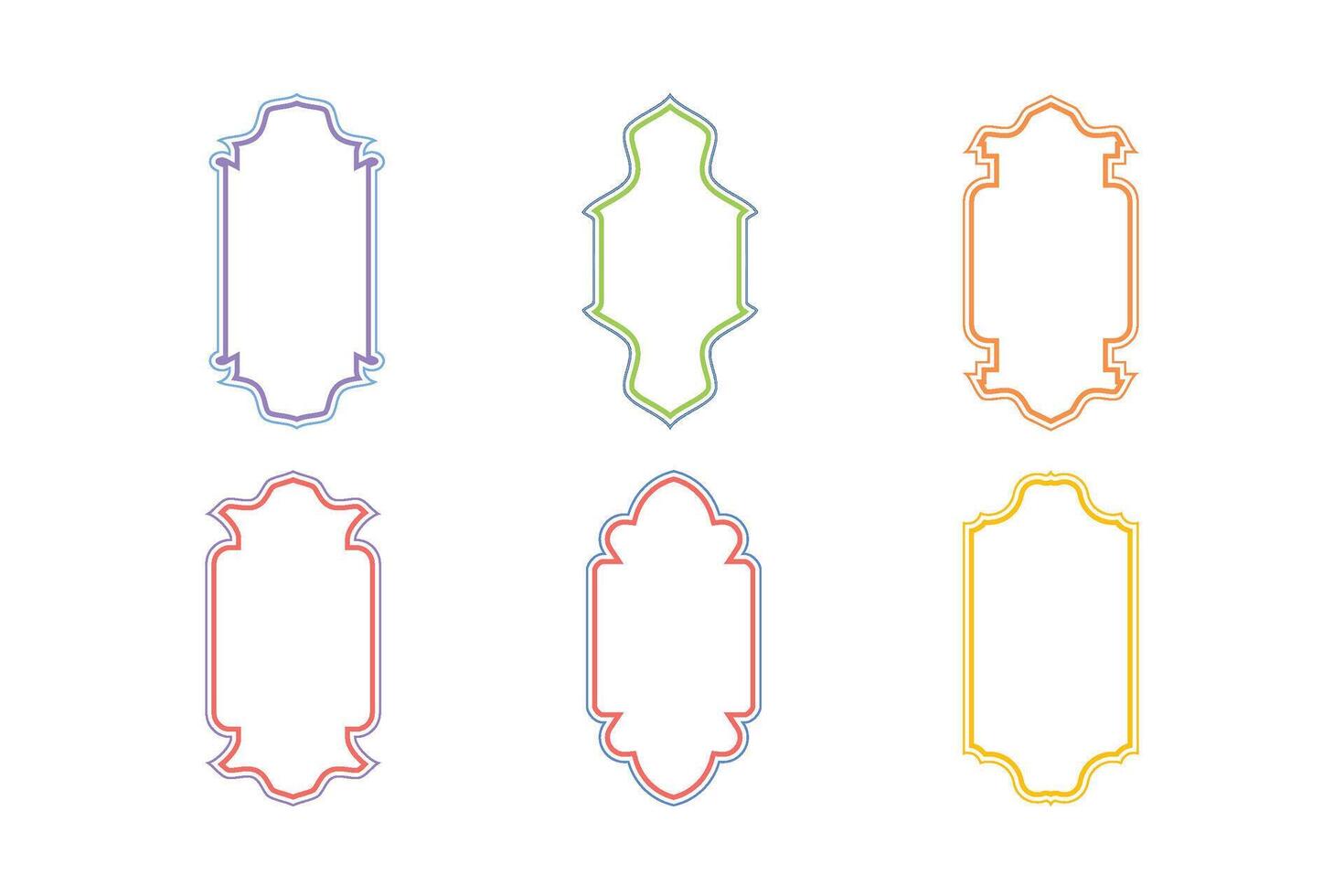 Islamic Vertical Frame Design double lines Outline Linear Colerful silhouettes Design pictogram symbol visual illustration vector