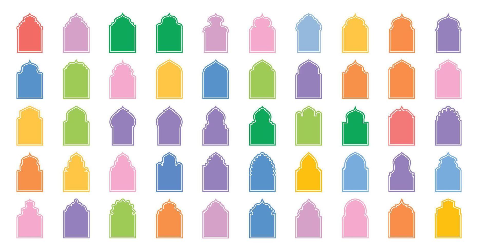 Islamic Arch Design Glyph silhouettes Design pictogram symbol visual illustration Colerful vector