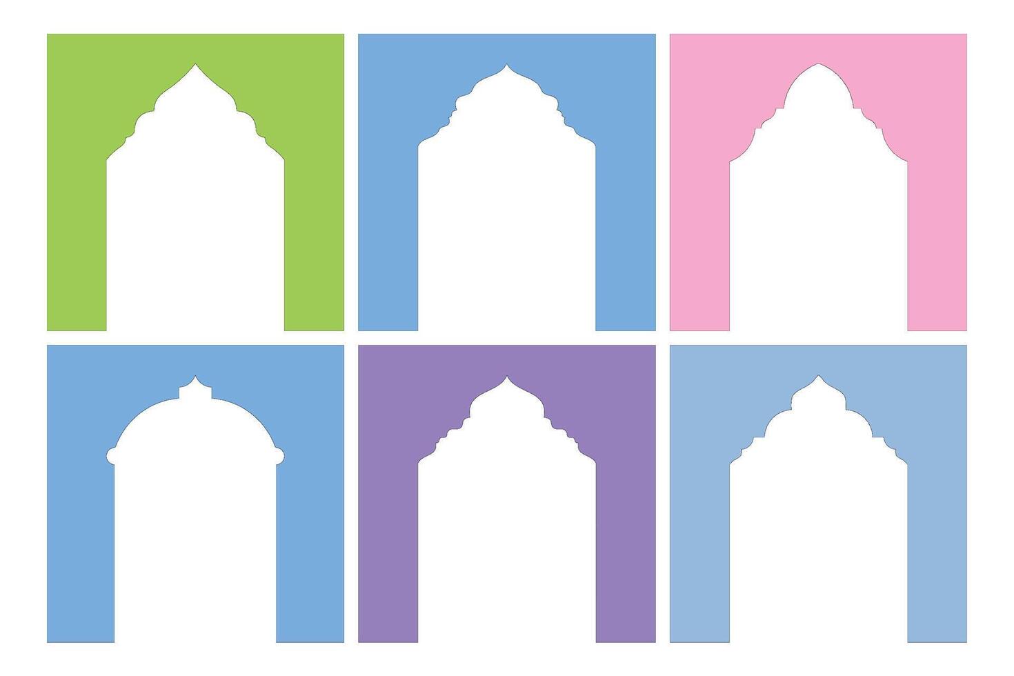 Islamic Arch Design Glyph Inverted Colerful Filled silhouettes Design pictogram symbol visual illustration vector