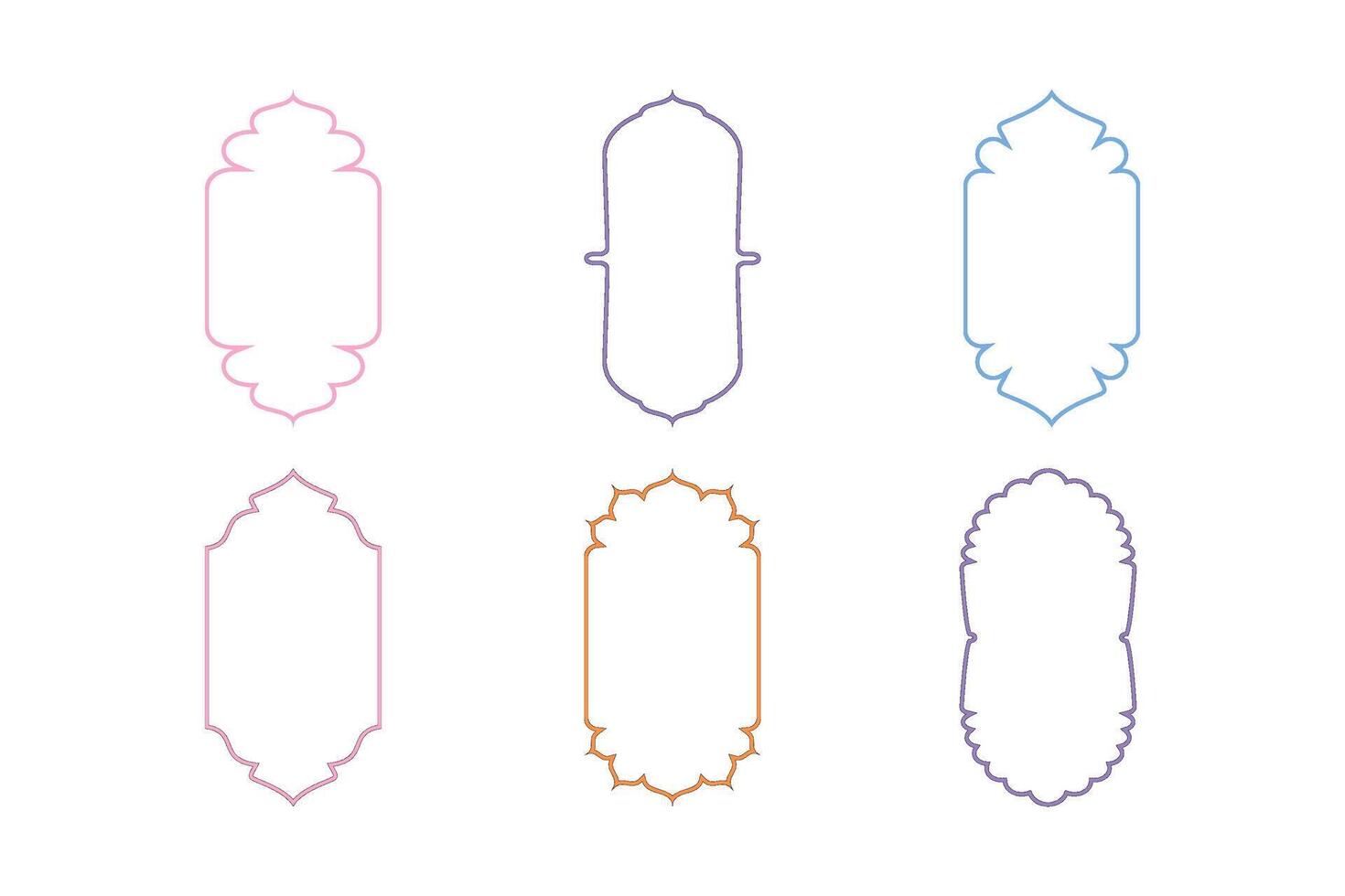 Islamic Vertical Frame Design Thin Line silhouettes Design pictogram symbol visual illustration Colerful vector