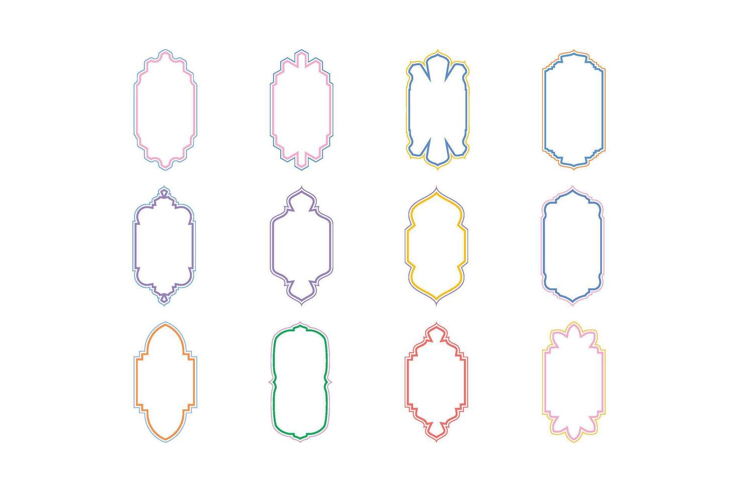 Islamic Vertical Frame Design double lines Outline Linear Colerful silhouettes Design pictogram symbol visual illustration vector
