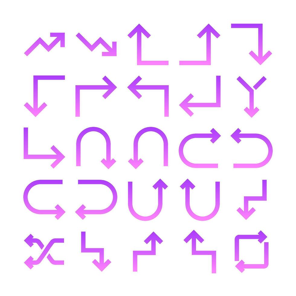 Arrow Glyph Gradient Icon pictogram symbol visual illustration Set vector