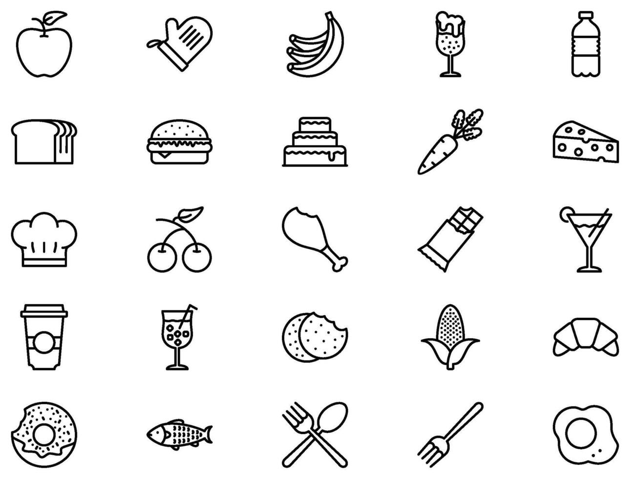Food And Drinks Line Icon pictogram symbol visual illustration Set vector