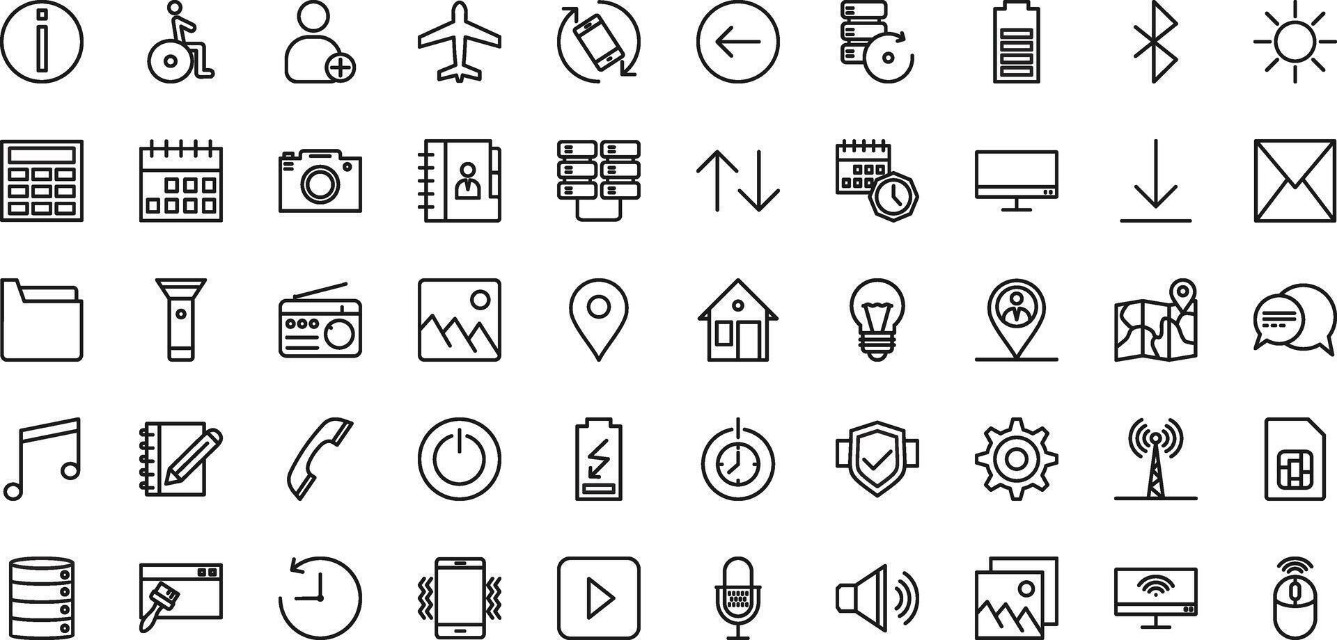 Phone And Tablet line pictogram symbol visual illustration Set vector