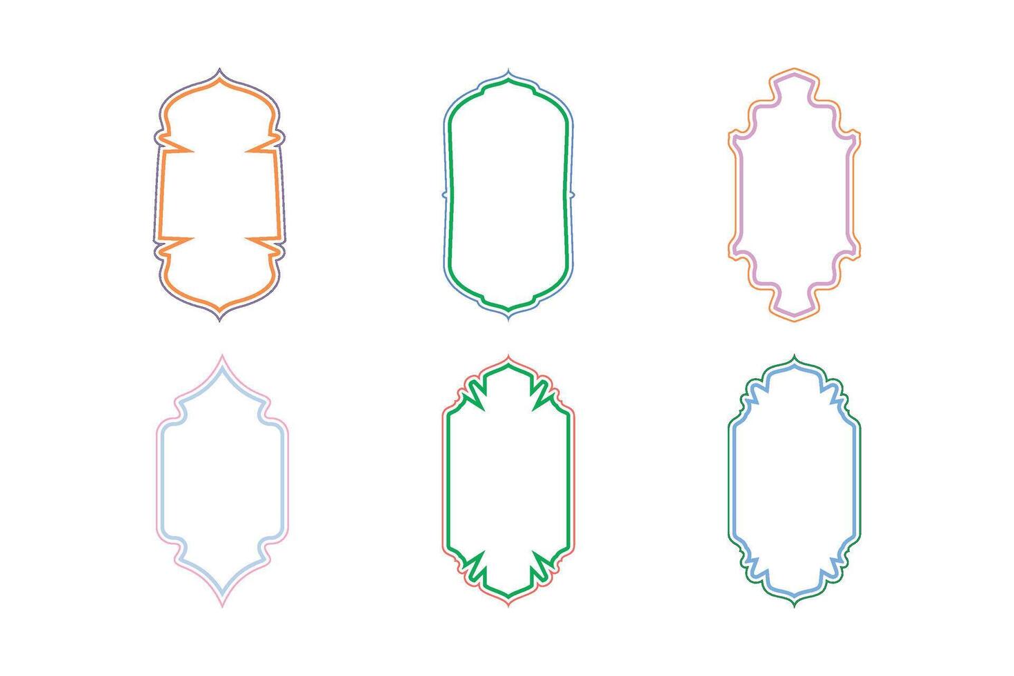 Islamic Vertical Frame Design double lines Outline Linear Colerful silhouettes Design pictogram symbol visual illustration vector