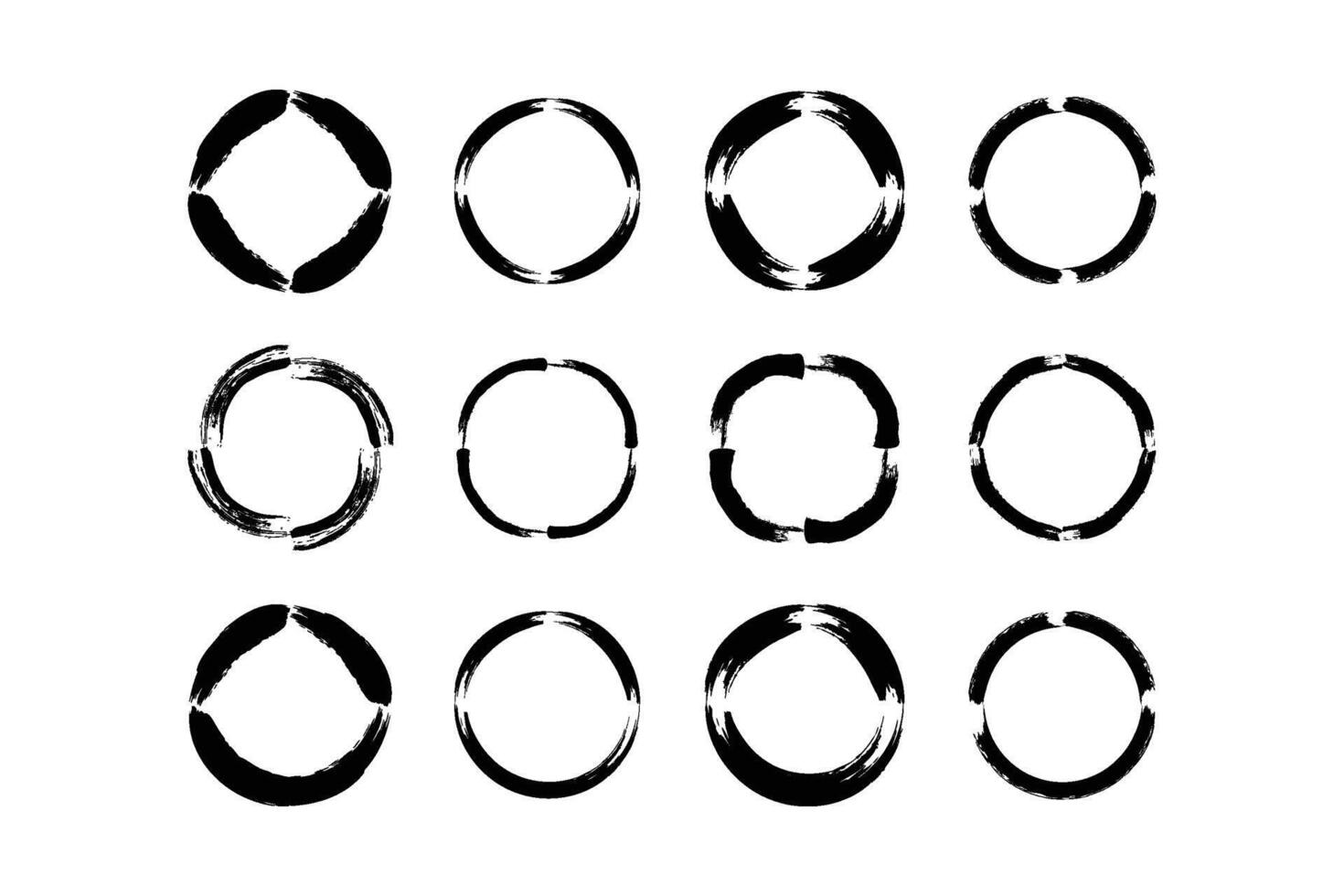 Circle Shape Bold grunge shape Brush stroke pictogram symbol visual illustration Set vector