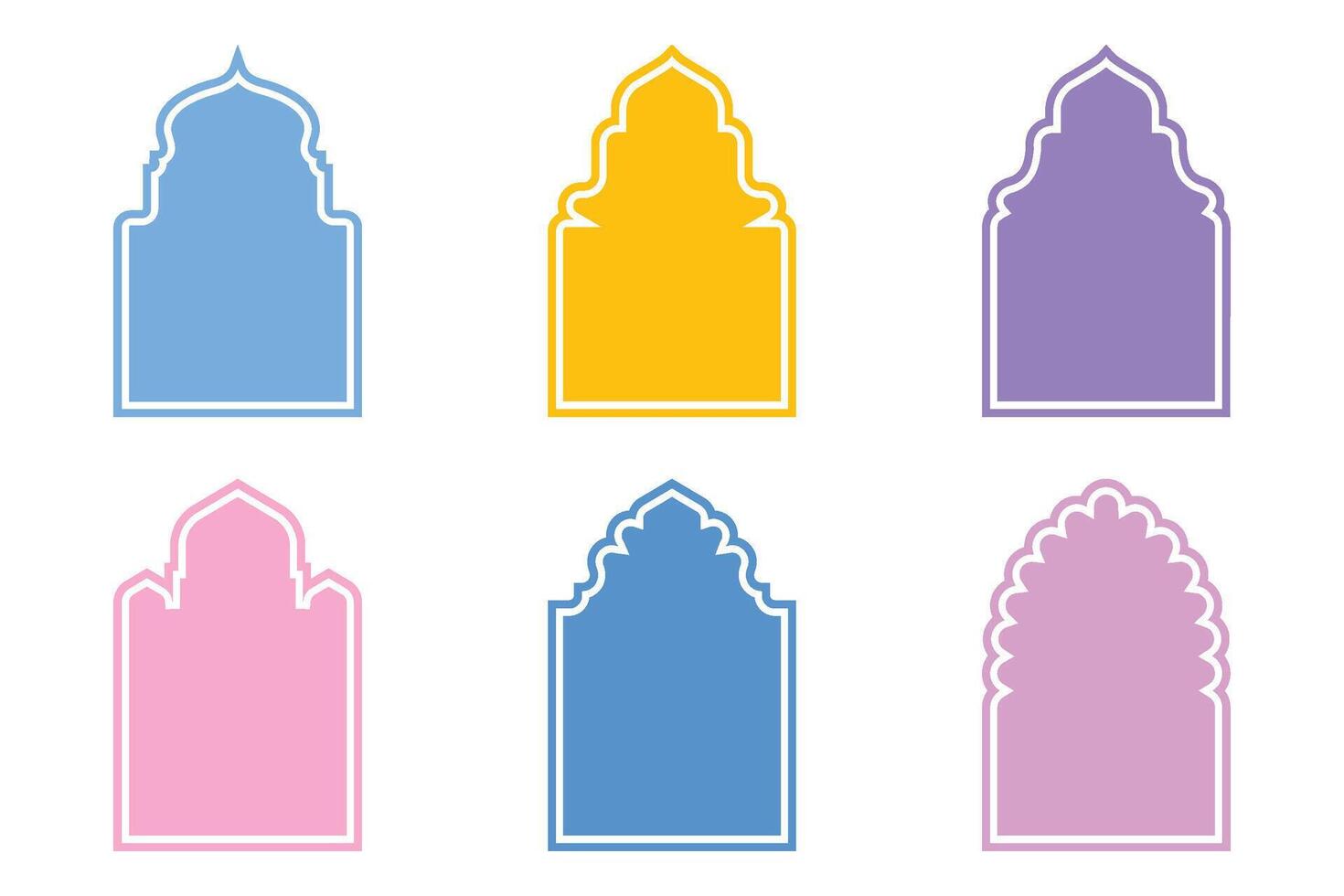 Islamic Arch Design Glyph with outline colerful Filled silhouettes Design pictogram symbol visual illustration vector