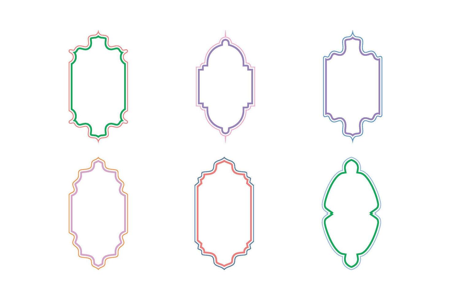 Islamic Vertical Frame Design double lines Outline Linear Colerful silhouettes Design pictogram symbol visual illustration vector