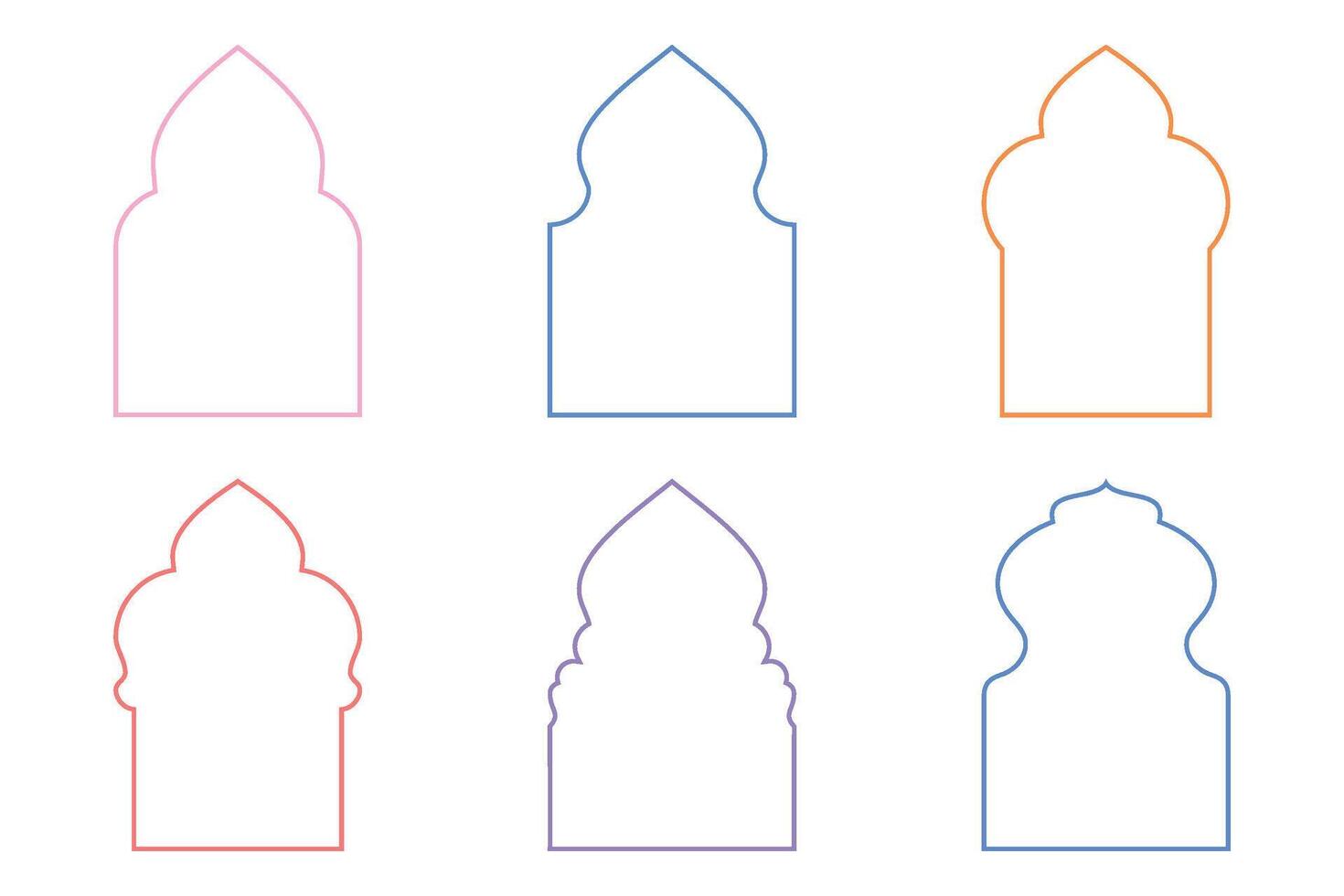 Islamic Arch Design Thin Line silhouettes Design pictogram symbol visual illustration colerful vector