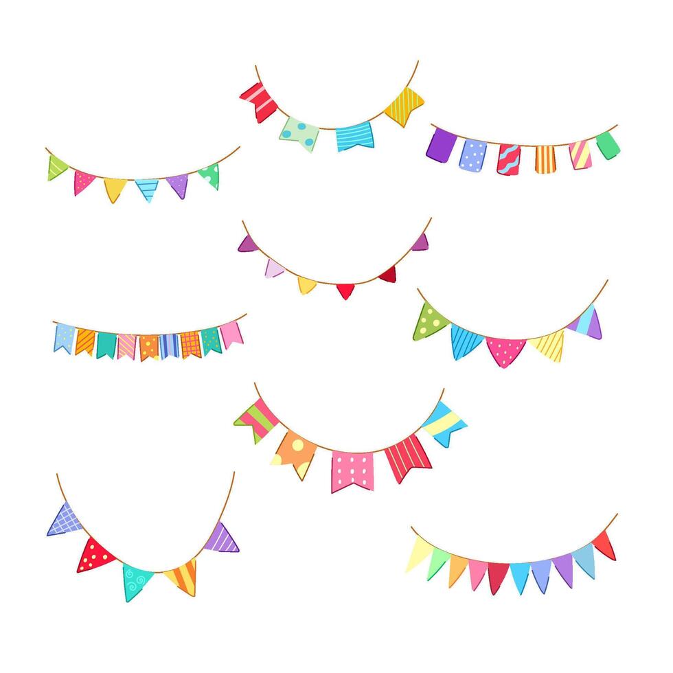 birthday flags set cartoon illustration vector