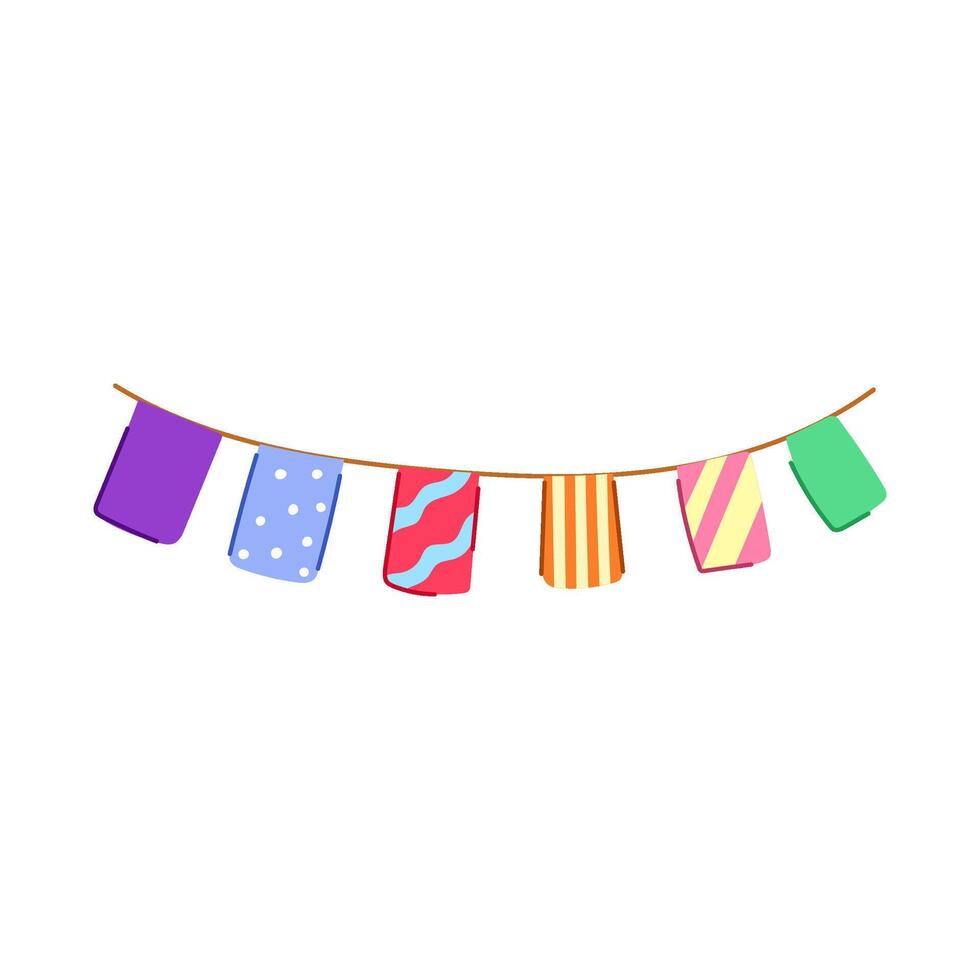 garland birthday flags cartoon illustration vector
