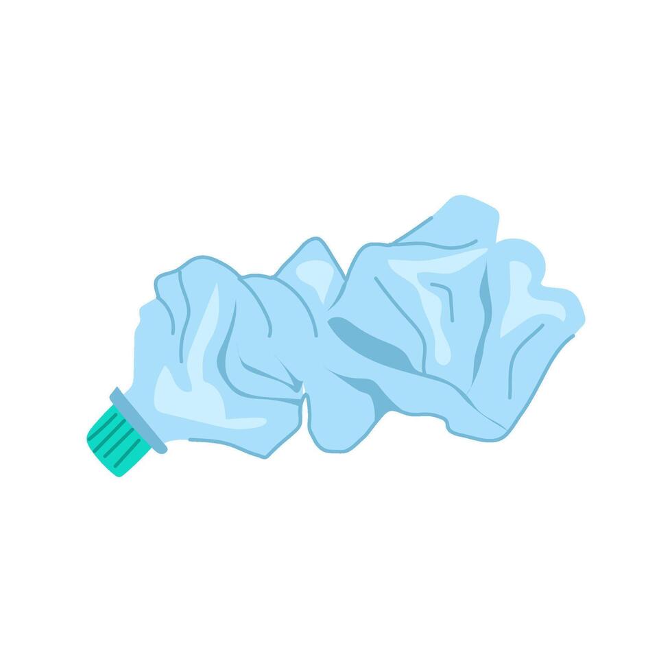 empty crumpled plastic bottle cartoon illustration vector