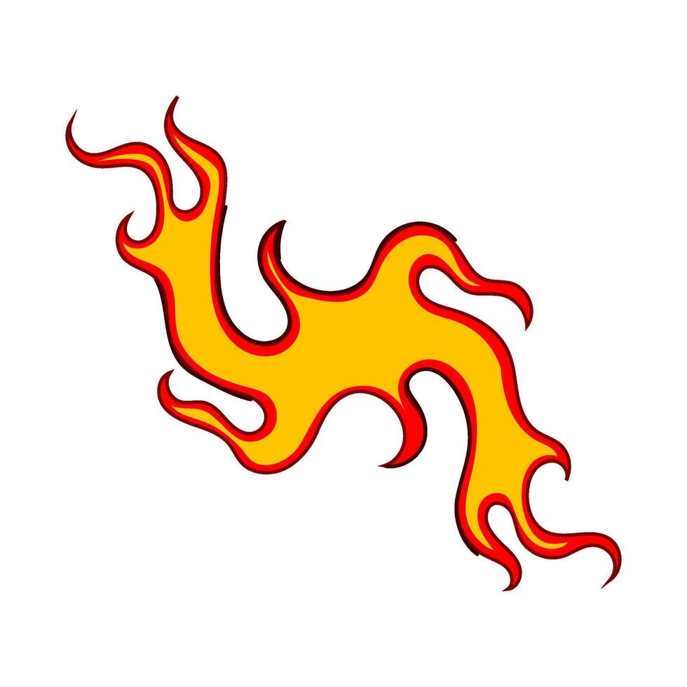 hot flame decal cartoon illustration vector