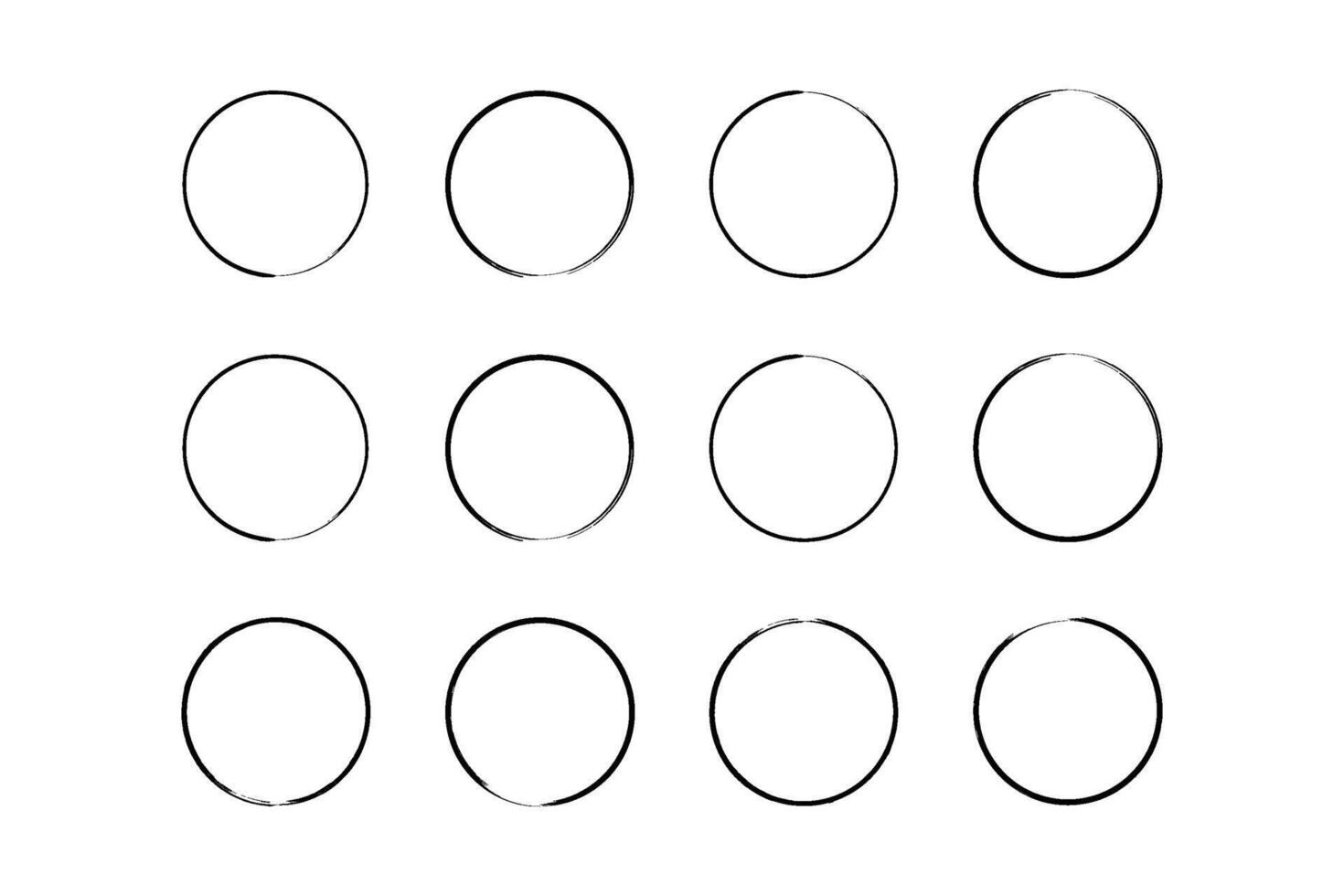Circle Shape Rounded Thin Line grunge shape Brush stroke pictogram symbol visual illustration Set vector