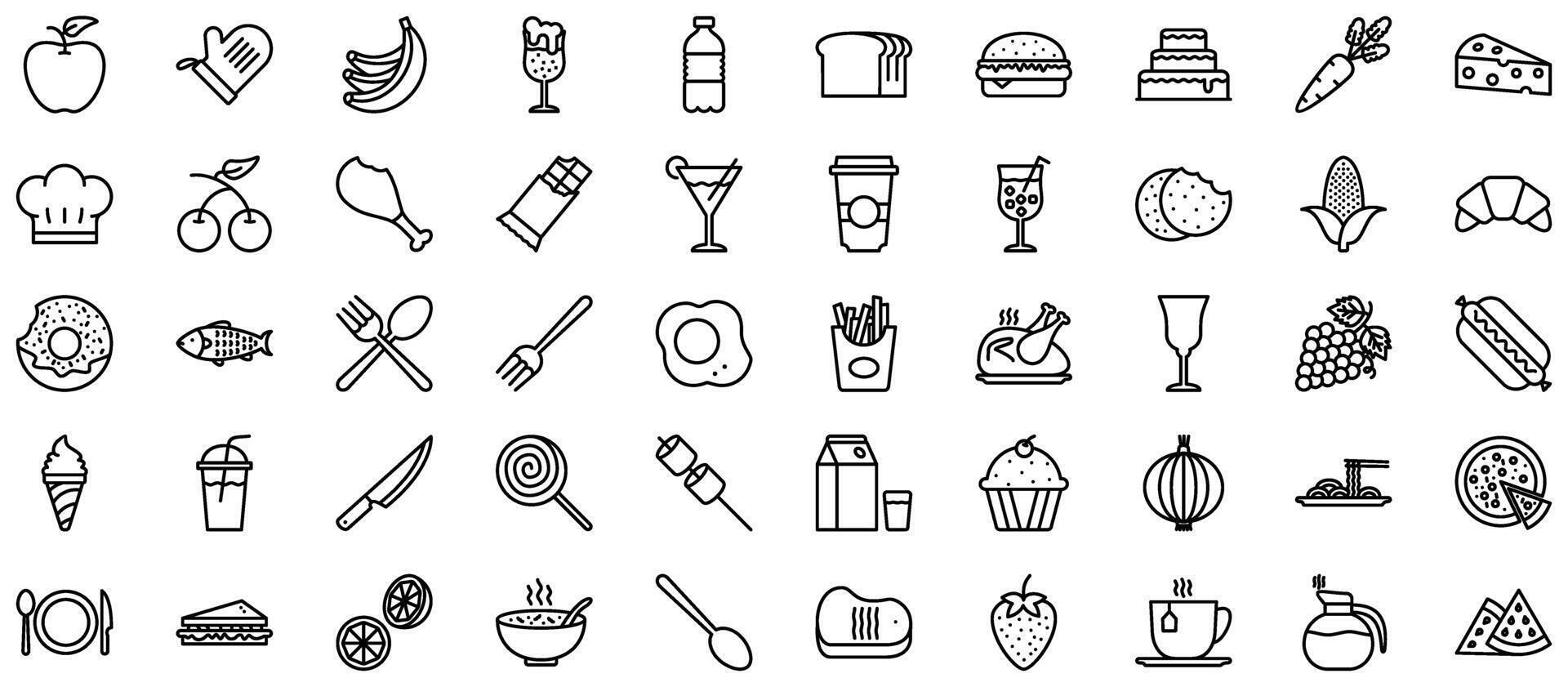 Food And Drinks Line Icon pictogram symbol visual illustration Set vector