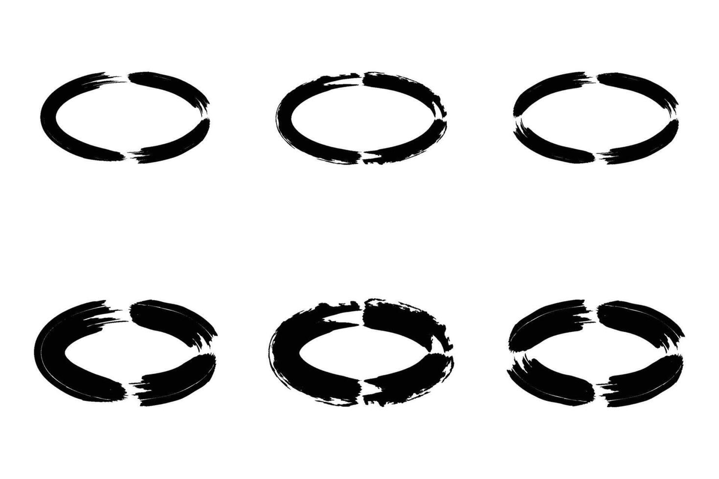 Horizontal circle Shape Bold Brush stroke pictogram symbol visual illustration Set vector