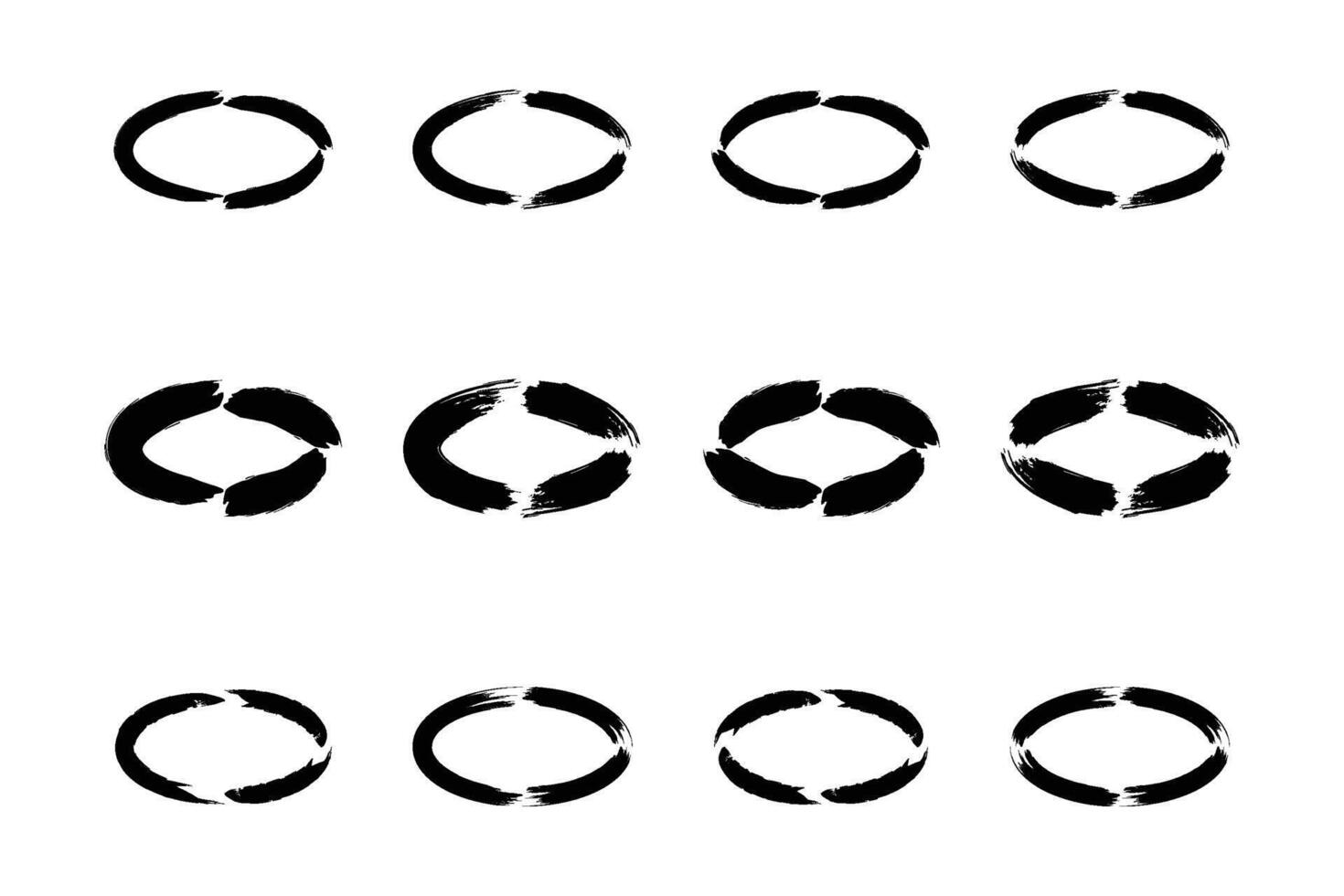 Horizontal circle Shape Bold Brush stroke pictogram symbol visual illustration Set vector