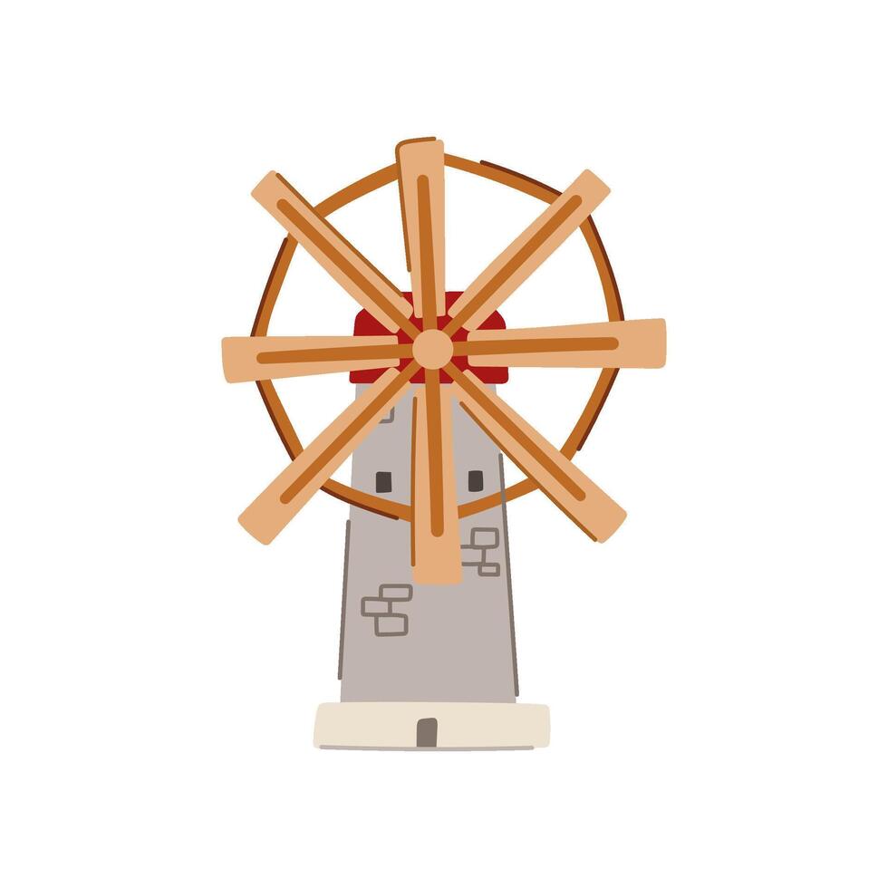 wind mill farm cartoon illustration vector