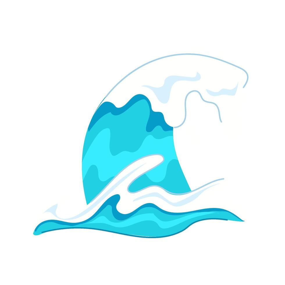 abstract ocean waves cartoon illustration vector