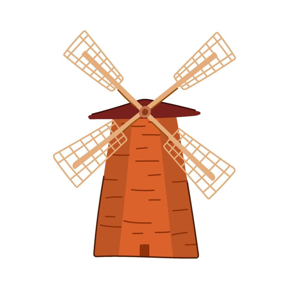 wheat mill farm cartoon illustration vector