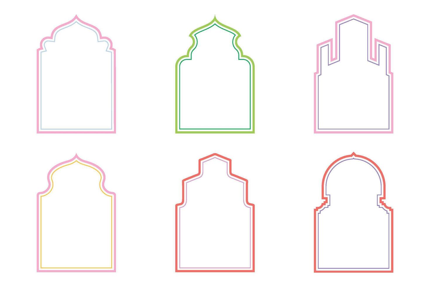 Islamic Arch Design dubble Line stroke silhouettes Design pictogram symbol visual illustration colerful vector