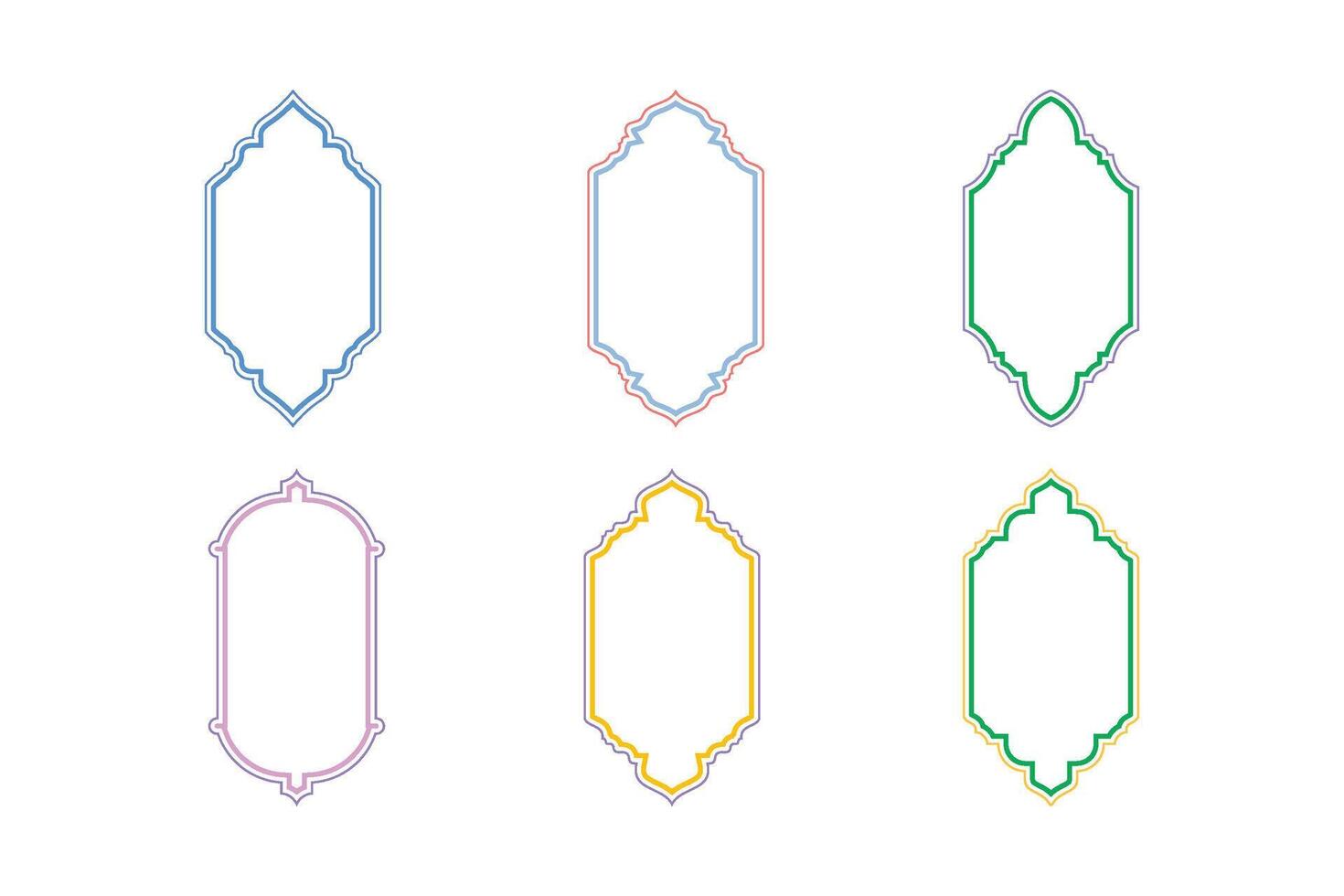 Islamic Vertical Frame Design double lines Outline Linear Colerful silhouettes Design pictogram symbol visual illustration vector