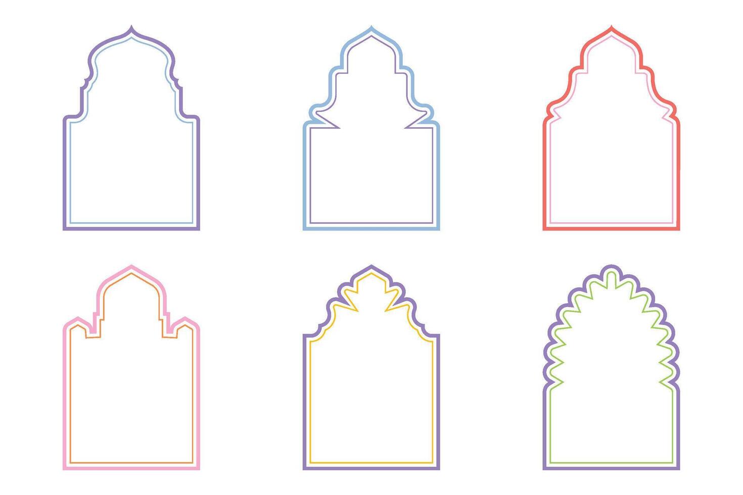 Islamic Arch Design dubble Line stroke silhouettes Design pictogram symbol visual illustration colerful vector