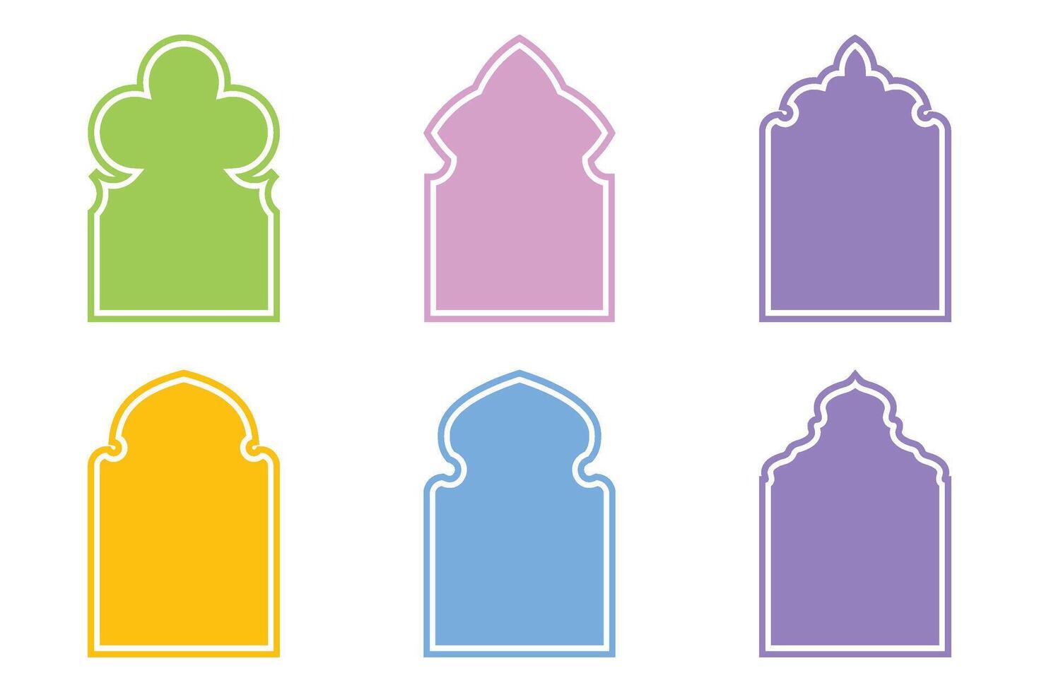 Islamic Arch Design Glyph with outline colerful Filled silhouettes Design pictogram symbol visual illustration vector