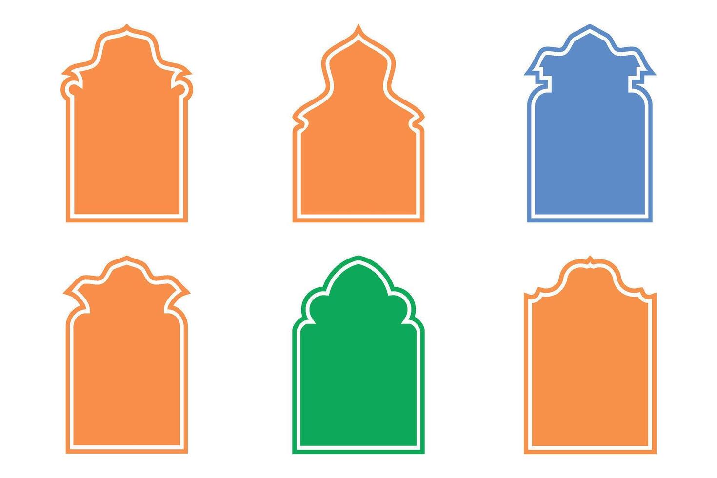 Islamic Arch Design Glyph with outline colerful Filled silhouettes Design pictogram symbol visual illustration vector