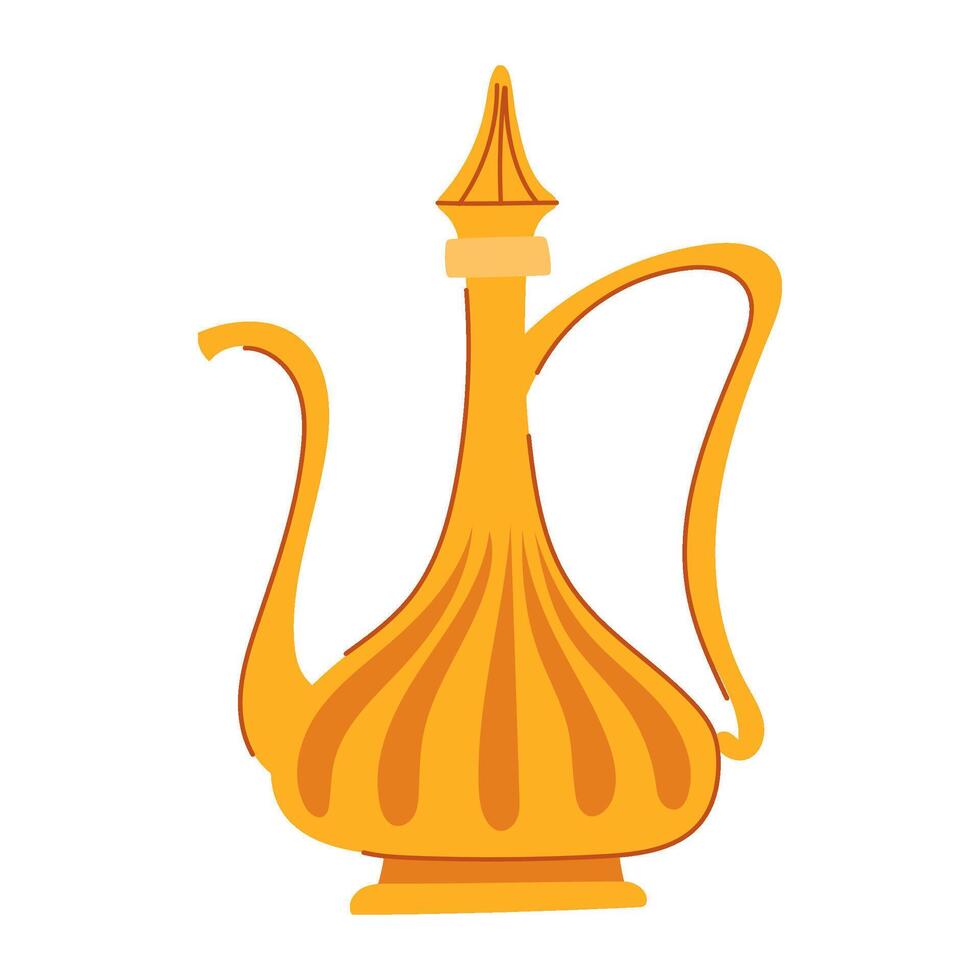 cup arabic tea pot cartoon illustration vector