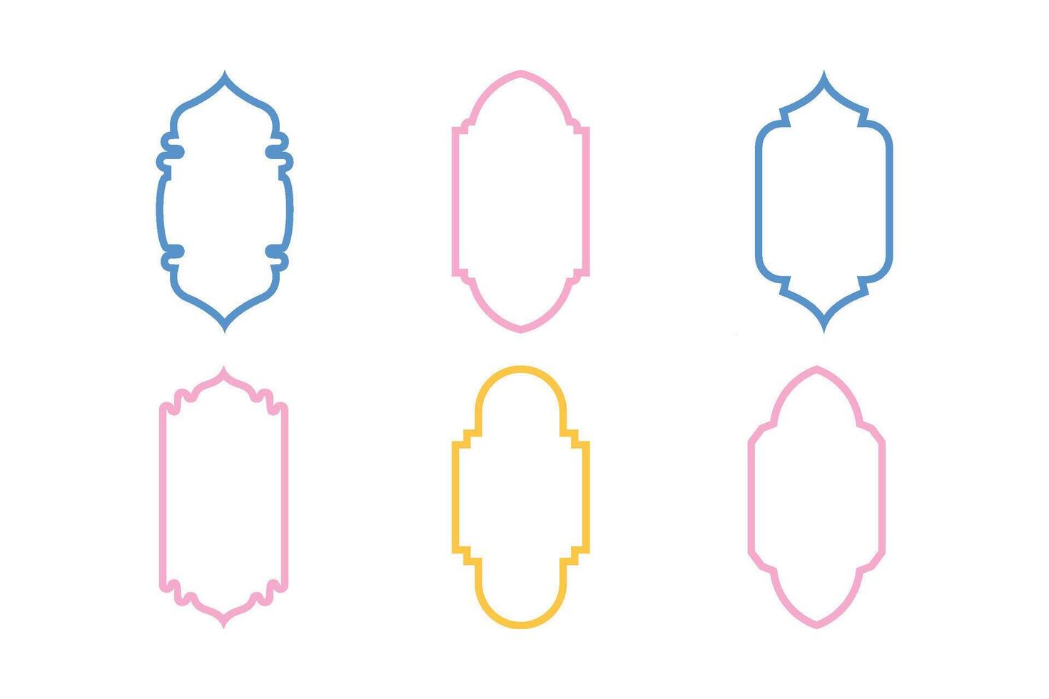 Islamic Vertical Frame Design Thin Line silhouettes Design pictogram symbol visual illustration Colerful vector