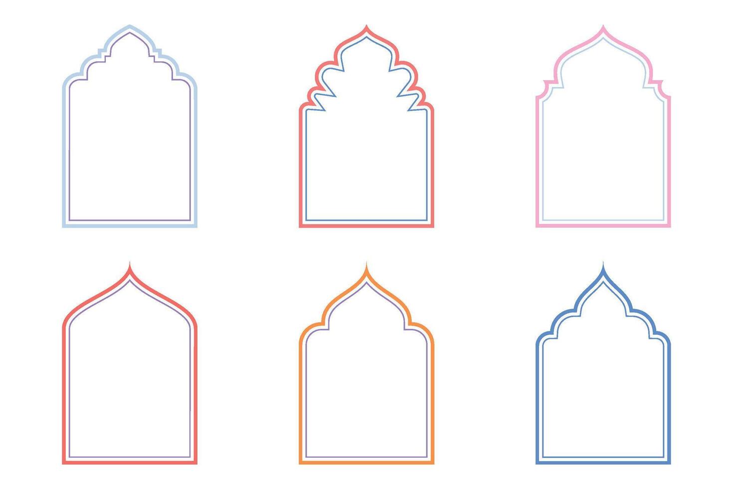 Islamic Arch Design dubble Line stroke silhouettes Design pictogram symbol visual illustration colerful vector