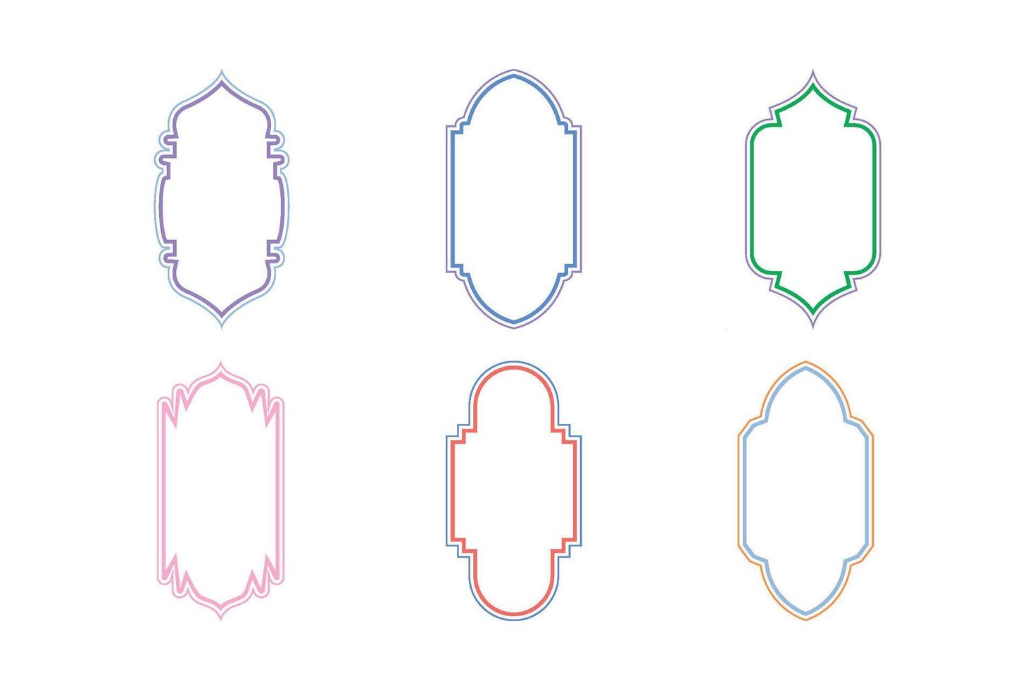 Islamic Vertical Frame Design double lines Outline Linear Colerful silhouettes Design pictogram symbol visual illustration vector