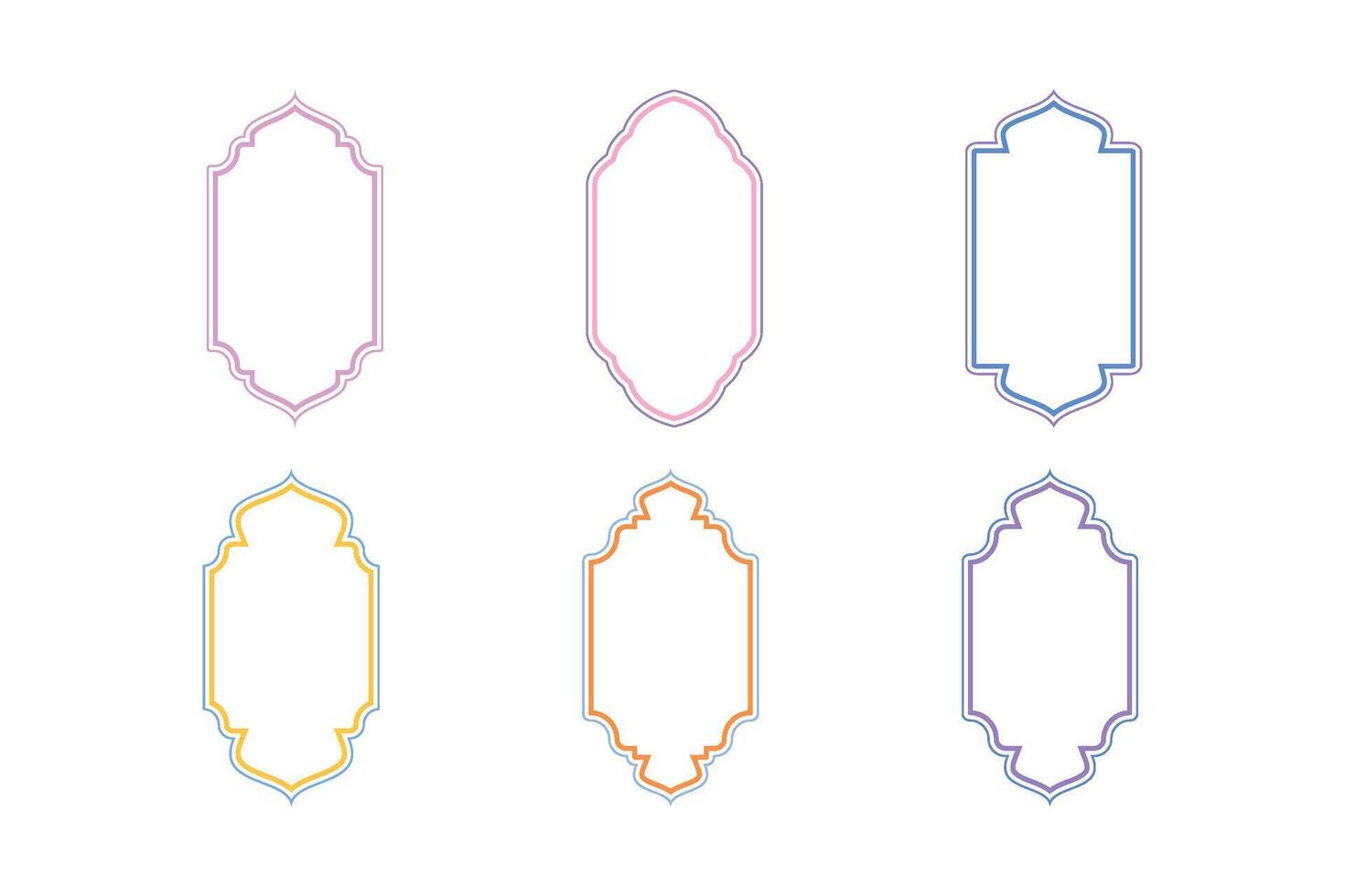 Islamic Vertical Frame Design double lines Outline Linear Colerful silhouettes Design pictogram symbol visual illustration vector