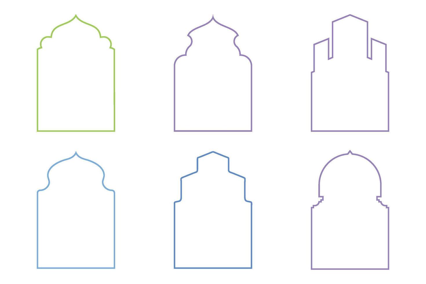 Islamic Arch Design Thin Line silhouettes Design pictogram symbol visual illustration colerful vector