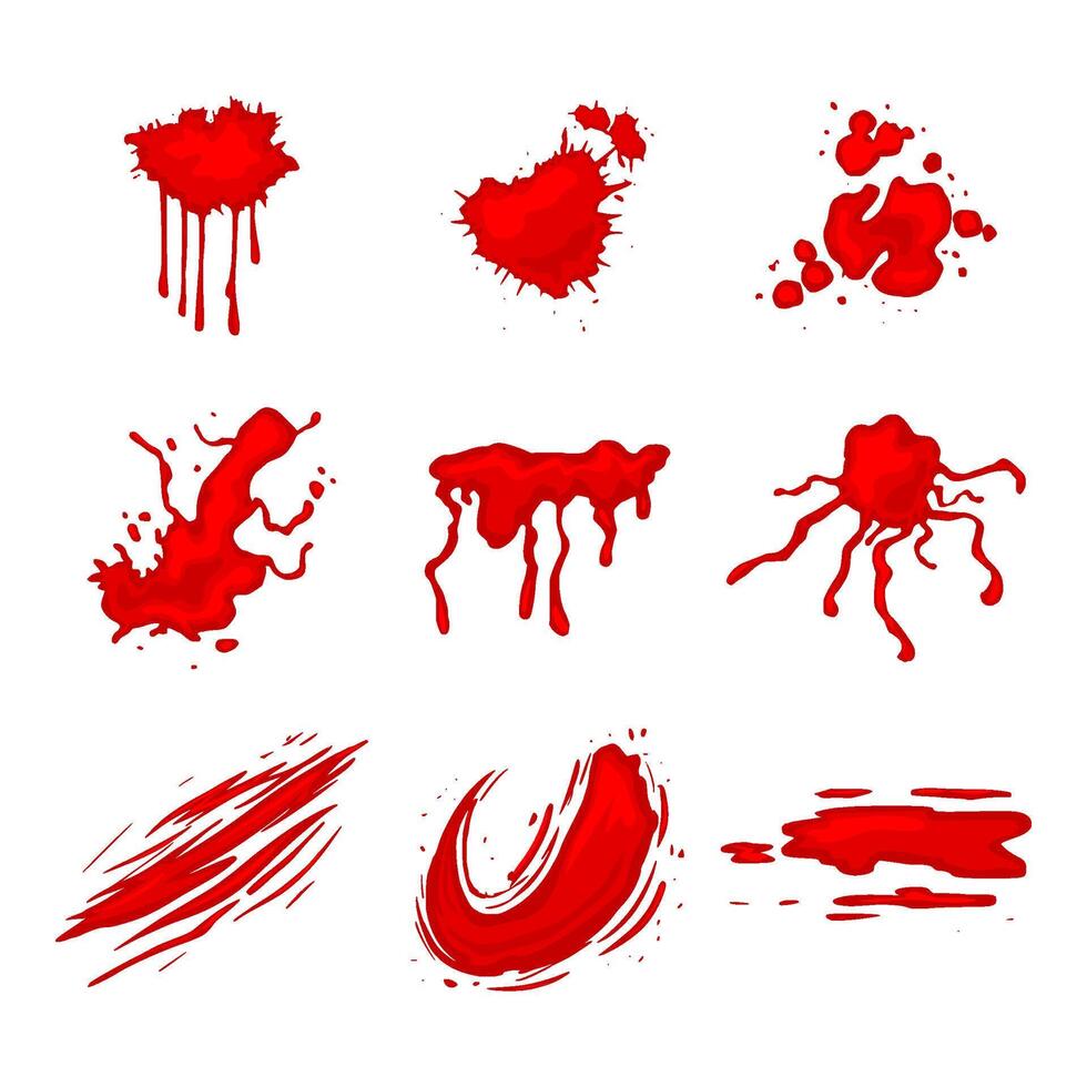 sangre salpicar conjunto dibujos animados ilustración vector