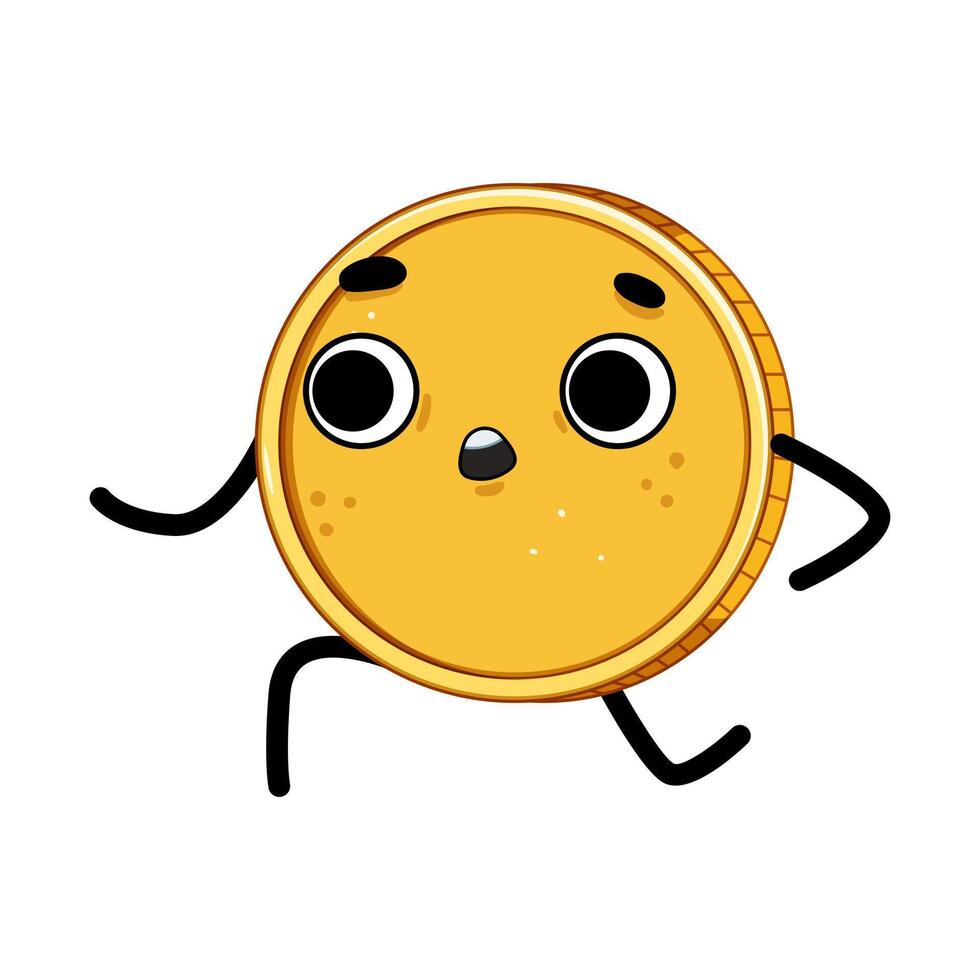 work coin character cartoon illustration vector