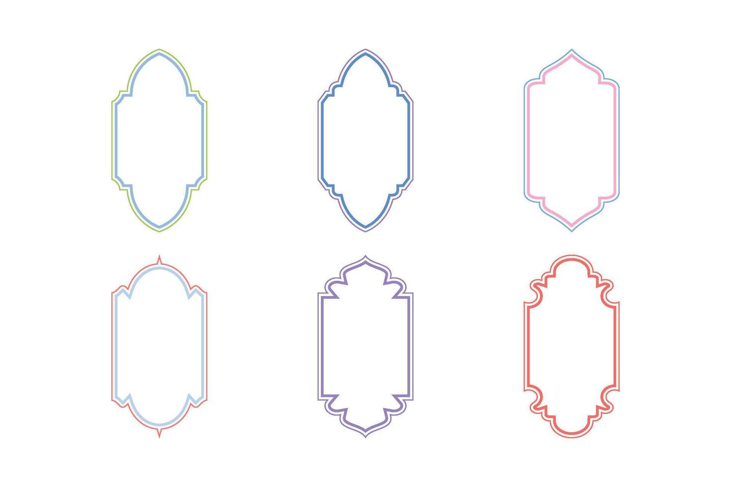 Islamic Vertical Frame Design double lines Outline Linear Colerful silhouettes Design pictogram symbol visual illustration vector
