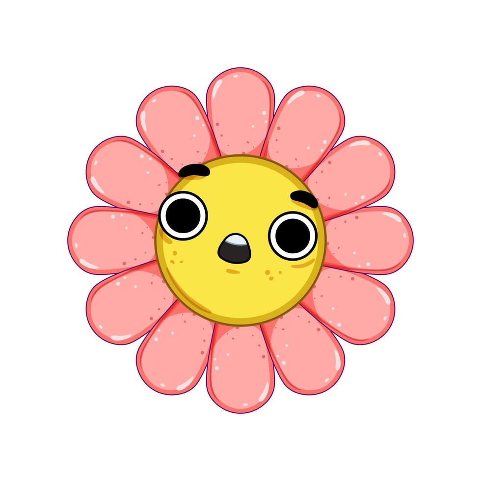 funny flower character cartoon illustration vector