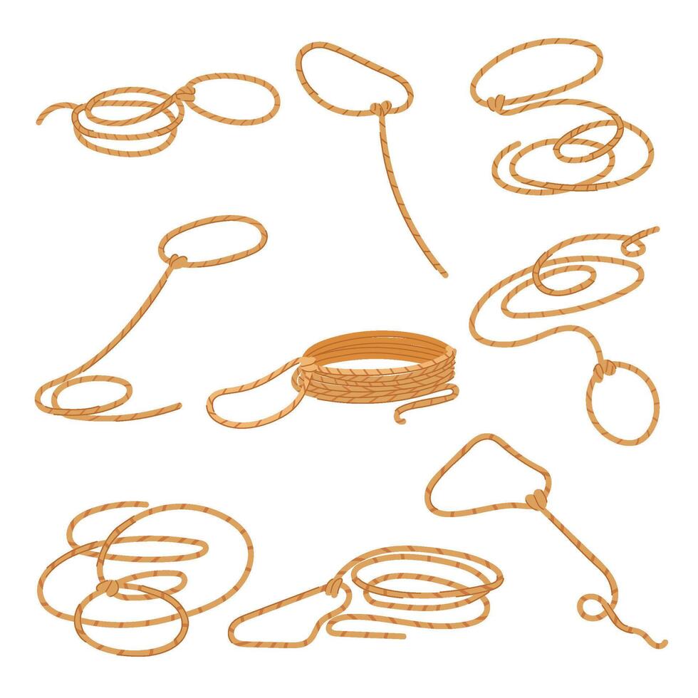 lasso set cartoon illustration vector